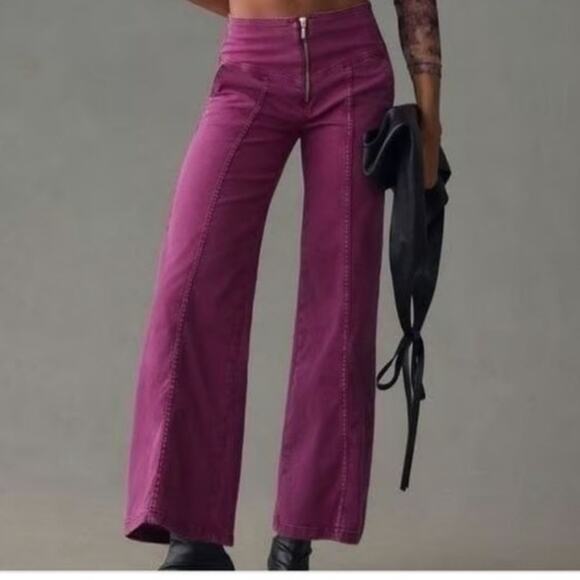 Anthropologie Pilcro High Rise Crop Flare Pants Purple size 31 - Picture 1 of 5